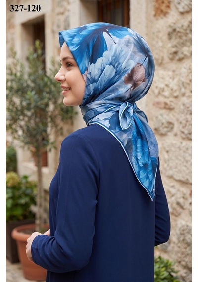Moonscarfs Moonscarf Soft Pamuk Eşarp Mavi 327-120 Çok Renkli