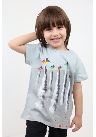 Toontoy Kids Toontoy Erkek Çocuk Jet Baskılı Tişört Yeşil