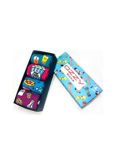 Ozzy Socks 4'Lü Eğlenceli Desenler Bayan Hediye Paketi Çok Renkli