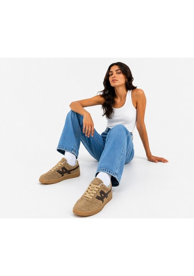 Papucumun Dünyası Unisex Süet Özel Gum Tabanlı Günlük Kullanıma Uygun Retro Sneaker Camel