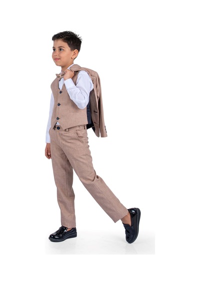 Mnk Baby & Kids Broşlu Damatlık Ceketli Yelekli Gömlekli Takım Elbise Mnk0511