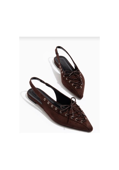 Dadwolf Kadın Süet Bağcıklı Slingback Babet Sivri Burun Arkası Açık Günlük Ayakkabı Kahverengi Dadwolf Kadın Süet Bağcıklı Slingback Babet Sivri Burun Arkası Açık Günlük Ayakkabı Kahverengi