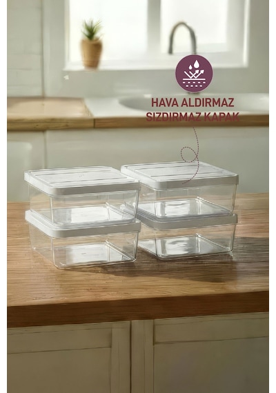 Selka Home 4 Adet 0.5 Lt. Nora Organizer  Buzdolabı Buzluk Düzenleyici Saklama Kabı