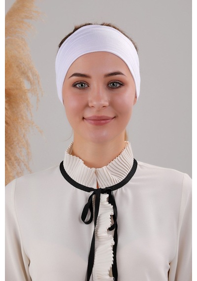 Melodi Scarf Sihirli Yapışkanlı Kaymayan Bandana Spor Bone Beyaz Beyaz
