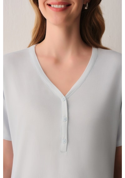 Suwen Sandy Kapri Şort Pijama Takımı Sh26638659956 Mavi
