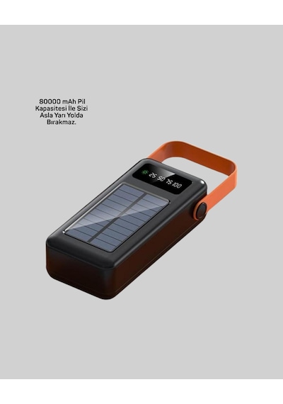 80000 Mah Güneş Enerjili Powerbank 4 Kablolu Type C Lightning Micro Usb Çok Renkli