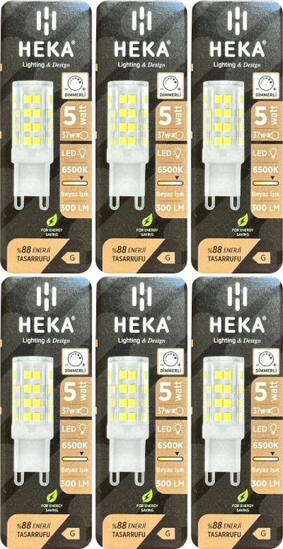 6 Adet Heka 5w 37w 6500k Beyaz Işık G9 Duylu Dim Edilebilir Led Kapsül Ampul