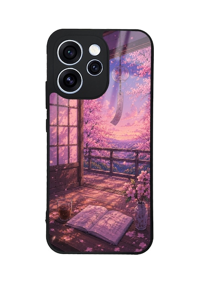 Oppo Reno 15 Pro Sakura Sunset Retreat Tasarımlı Glossy Telefon Kılıfı Toz Pembe