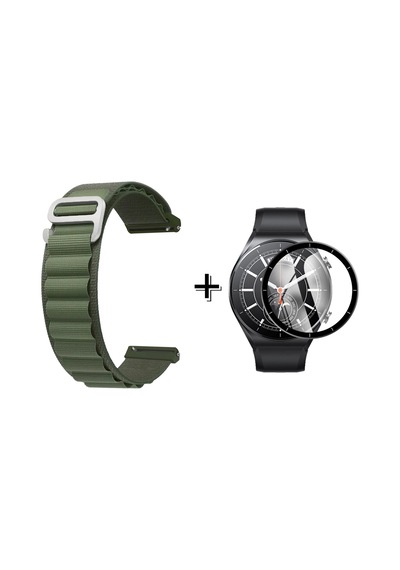 Forzacase Xiaomi Watch S1 İçin Kancalı Kumaş Kordon Kayış + Ekran Koruma Filmi - Fc156 Yeşil