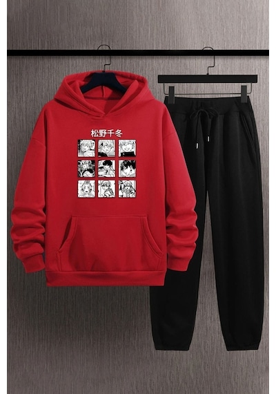 Uyguntarz Unisex Ken Kaneki Baskılı Eşofman Takımı Kırmızı
