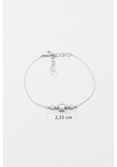 Işık Yolu 18 Ayar Beyaz Altın Kaplama 19 Cm Gümüş Bileklik Rodyum