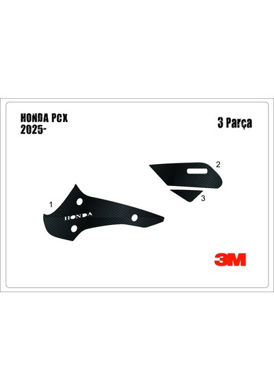 Honda Pcx 2025- Tank Pad Ve Grenaj Kaplama 3 Parça Siyah 22642578