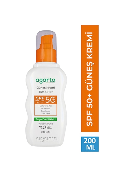 Agarta Yüz Vücut Güneş Koruyucu Krem 200 ML SPF 50+ Yetişkin