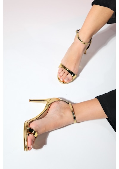 Luvishoes Bern Altın Ayna Kadın Platform Topuklu Abiye Ayakkabı