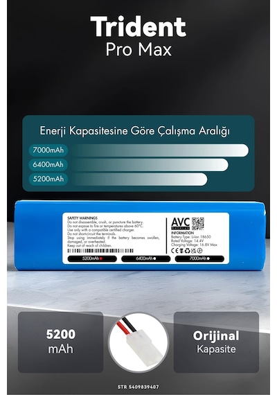 Trident Pro Max 5200mah Robot Süpürge Bataryası D.k