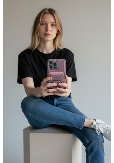 Apple Uyumlu iPhone 15 Pro Max  Kartlıklı Ve Standlı Kılıf