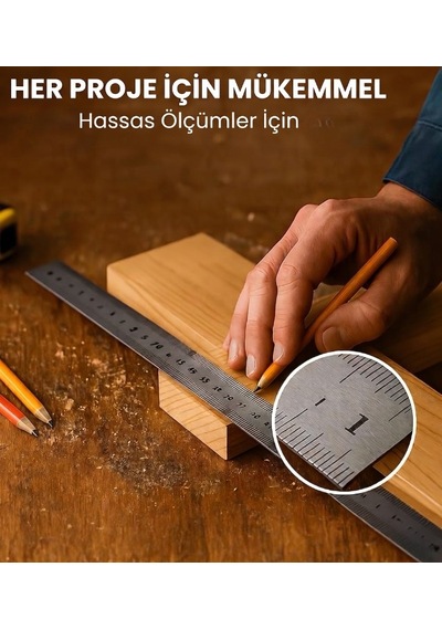 Çelik Cetvel 100cm Gri
