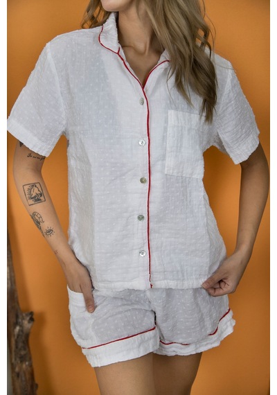 Varol %100 Pamuk Müslin Kadın Şortlu Pijama & Ev Giyim Takımı Beyaz Beyaz Varol %100 Pamuk Müslin Kadın Şortlu Pijama & Ev Giyim Takımı Beyaz Beyaz