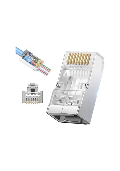 Sh Powermaster Pm-25748 Ez Plug Yeni Nesil 8 Pin Açık Uçlu Rj45 Soket 8p/8c 100 Lük Paket Najmaddin