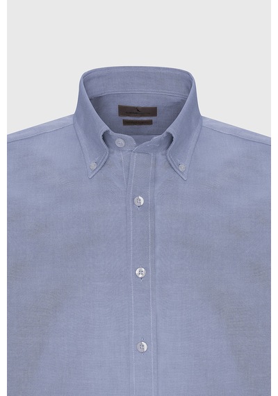 AC&Co / Altınyıldız Classics Erkek Mavi Slim Fit Dar Kesim Düğmeli Yaka %100 Pamuk Oxford Gömlek 4A2000000051MAVXXL Mavi