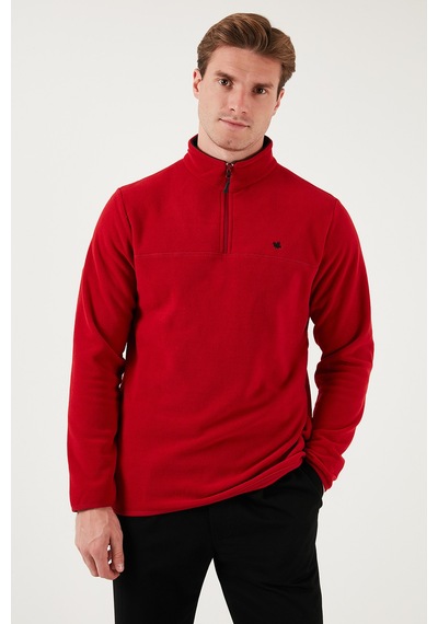 Buratti Slim Fit Anti-Pilling Tüylenme Yapmayan Bato Yaka Kışlık Şardonlu Erkek Polar 5906001 Bordo