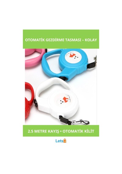 Sevimli Otomatik Köpek Gezdirme Tasması 2.5 Metre Dayanıklı Çok Renkli