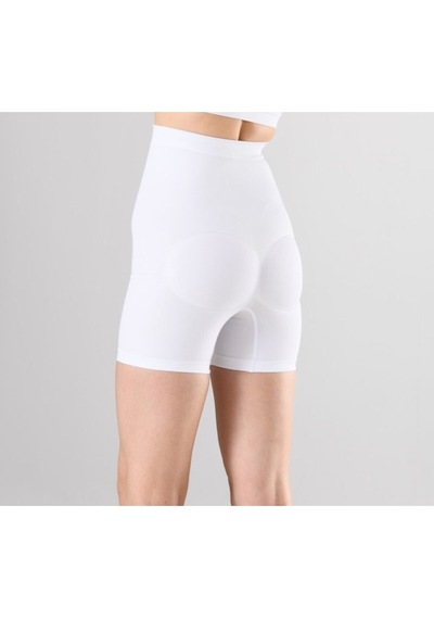 Nacar Store Kadın 1 Beden Küçülten Yüksek Bel Boxer Slikonlu Beyaz Renk Dikişsiz Korse