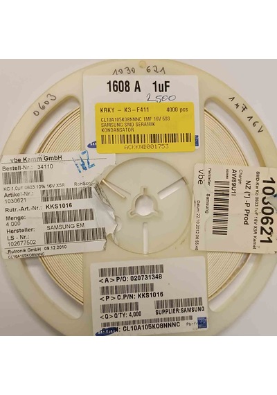 Cl10a105k08nnnc 1mf 16v 603 Smd Seramik Kondansatör 100 Adet