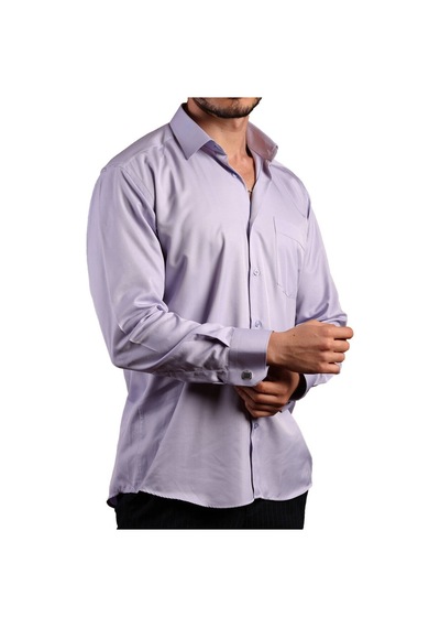 Dicotto Lila Büyük Beden Rahat Kesim Micro Kumaş Kol Düğmeli Regular Fit Erkek Gömlek - 190-3 001