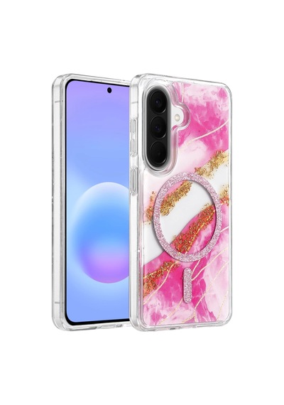 Onegif Samsung Uyumlu Galaxy A57 5g Lotus Simli Magsafe Kapak - Pembe
