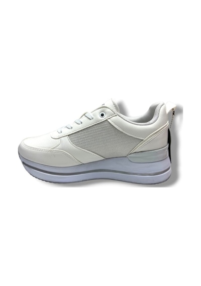Wickers 2927-26 Cilt Deri Dolgu Topuklıu Anatomik Kadın Sneaker Beyaz Gri Beyaz