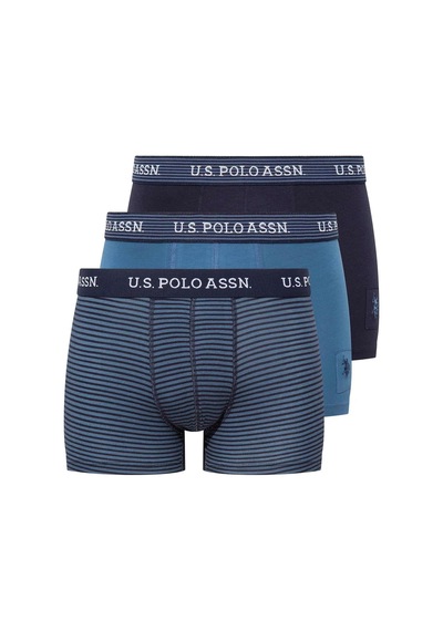 U.S. Polo Assn. U.s Polo Assn. 80515 Erkek Pamuklu 3'lü Boxer-indigo&lacivert&baskılı İndigo