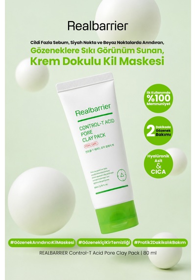 Fazla Sebum Ve Siyah Nokta Karşıtı Krem Dokulu Kil Maskesi Realbarrıer Control-t Acid Pore Clay Pack