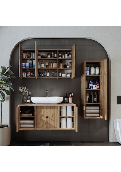 Oval Lavabolu Mat Mdf 105 Cm Banyo Dolabı + Aynalı Dlp Atlantik Atlantik Çam Oval Lavabolu Mat Mdf 105 Cm Banyo Dolabı + Aynalı Dlp Atlantik Atlantik Çam