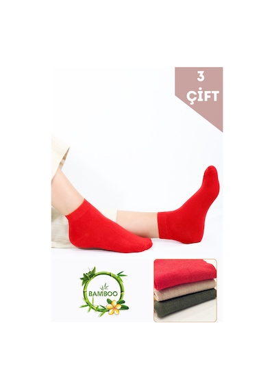 Kral Socks Kadın Bambu Patik 3 Adet Görünmez Dikişsiz Parfümlü Yazlık Çorap Asorti