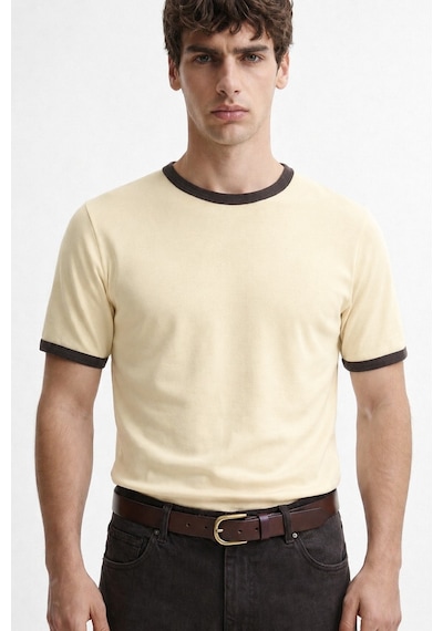 Antioch Kontrast Yaka Erkek T-shirt Sarı