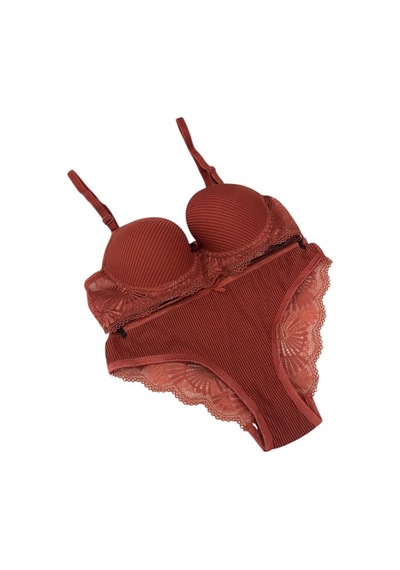 Umt Underwear Umt Kadın Dolgulu B Cup Balenli Telli Sütyen Takımı Kiremit