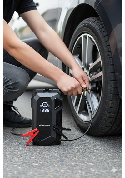 Arada Taşınabilir Akü Takviye Cihazı 4000a & Hava Kompresörü 150 Psı - 20000mah Powerbank Siyah