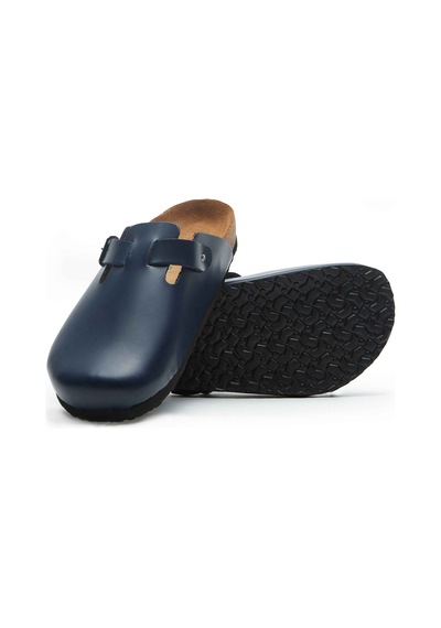 Comfortfusse Capri-n - Erkek Ortopedik Hakiki Deri Sabo Terlik Lacivert Nappa Deri