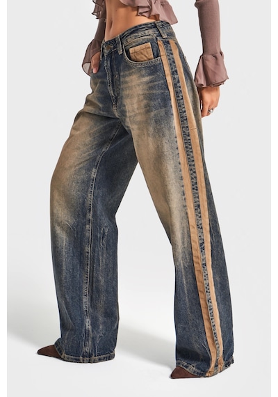 Itsbasic Kadın T.kot Rengi 35w5-85 Straight Baggy Fit Bol Kesim Tasarım Denim Jean