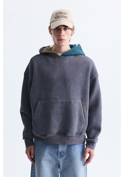 Vamos Boxy Fit Kapüşonlu Sweatshirt Füme