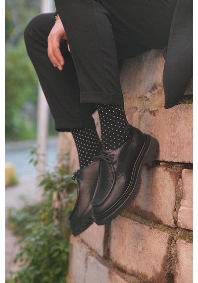 Cem Pekşen Tetri K600 Robin Model Hakiki Deri El Yapımı Siyah Casual Ayakkabı