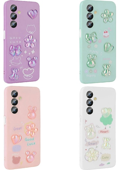 Galaxy Uyumlu M34 5g Kılıf Kabartma Figürlü Parlak Toys Silikon Kapak - Beyaz Beyaz Beyaz