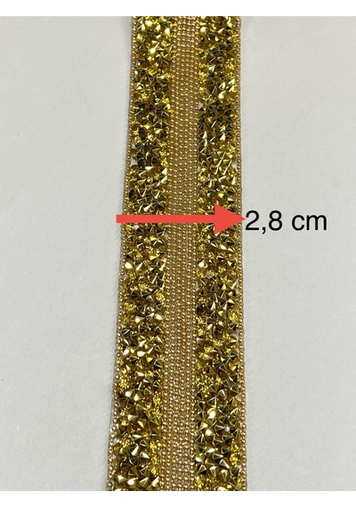 Ütü İle Yapışan Ortası Zincirli Model Şerit /1 Metre / H49 - Gold