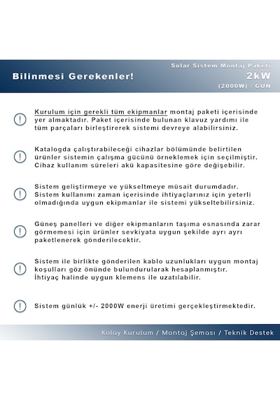 Matech 2 kW Solar Paket Sistem (2000W/Gün)