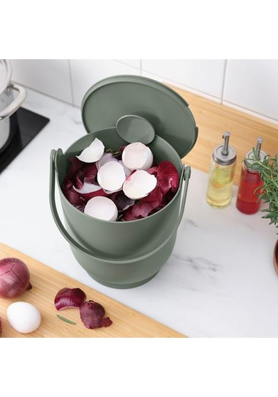Ikea Farmarkvast Çöp Kutusu, Gri-yeşil, 4 Lt