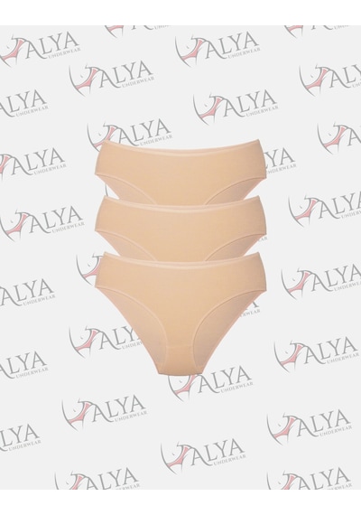 Alya Underwear  Kadın Pamuklu Bato Kesim Külot - 3 Adet Beyaz - 3'lü Paket Ten