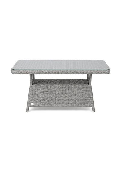 Niron Grand 3'lü Rattan Alüminyum Bahçe Oturma Grubu Gri - Temperli Cam Set 3+1+1+puf