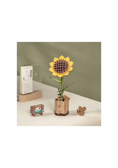 Ahşap Günebakan Çiçeği 3d Puzzle Ahşap Minyatür Maket Kiti Dıy Kendin Yap