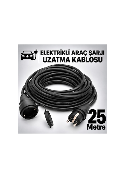 Elektrikli Araç Şarj Cihazları İçin Uzatma Kablosu 3x2.5mm %100 Tam Bakır 25 Metre